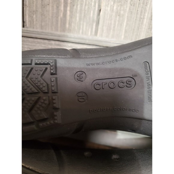 Crocs Cap Toe Ballet Flats Size 10 Womens Solid Black Slip On Shoes Waterproof - Picture 6 of 6